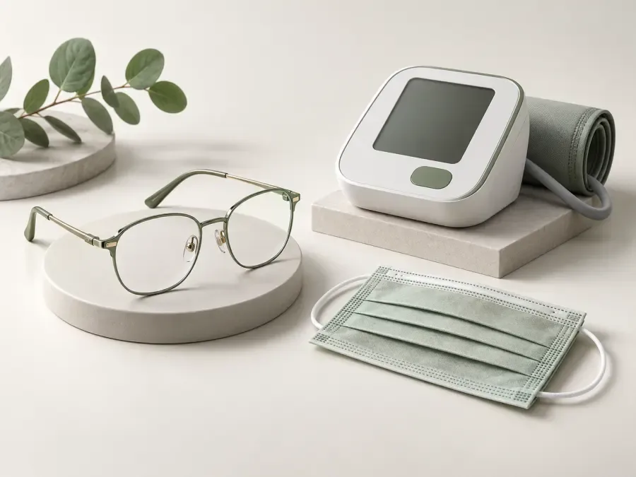 Gafas y atención sanitaria: ilustración de categoría 3D